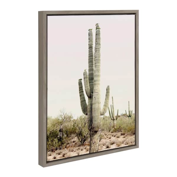 Sylvie "Sunrise Cactus" by Amy Peterson Art Studio Gray Framed Art Print 18 in. x 24 in.