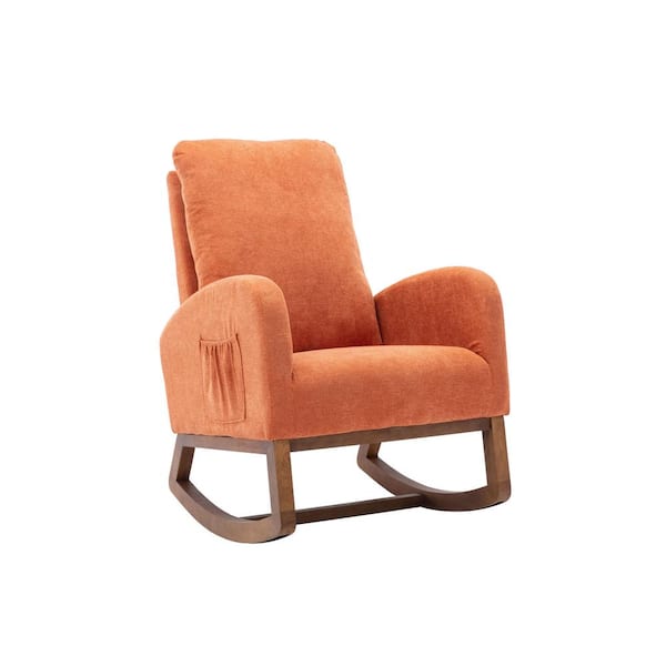 JASMODER Orange Wooden Rocking Chair