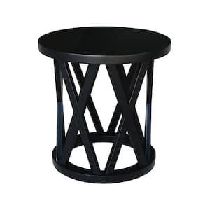 Black Round Solid Wood Ceylon End Table