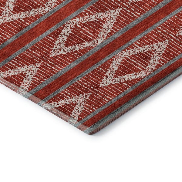 Mayfield Premium Machine Washable Abstract AMF1029 Red 3 ft. x 4 ft. Area Rug