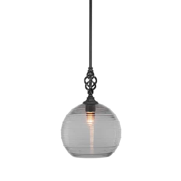 Bridgewater 100 W 1-Light Matte Black Standard Mini Pendant Light with Glass Shade