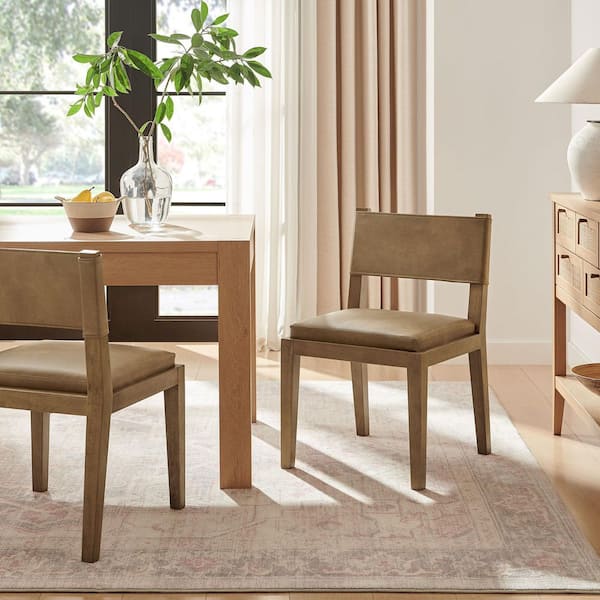 Calder Vegan Leather Dining Side Chair in Toast