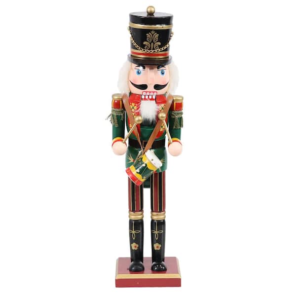 Sunnydaze 14.5 in. Sunnydaze Gunther the Rhythmic Indoor Christmas Nutcracker Statue - Green