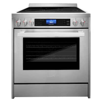 Commercial-Style 30 in. 5 cu. ft. 5 Burner Electric Range with Self-Cleaning Convection Oven in Stainless Steel