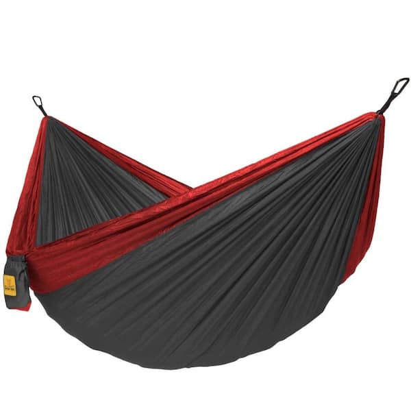 ITOPFOX 9 ft. Portable Nylon Camping Hammock for Camping Essentials, Hiking and Travel in Charcoal And Red