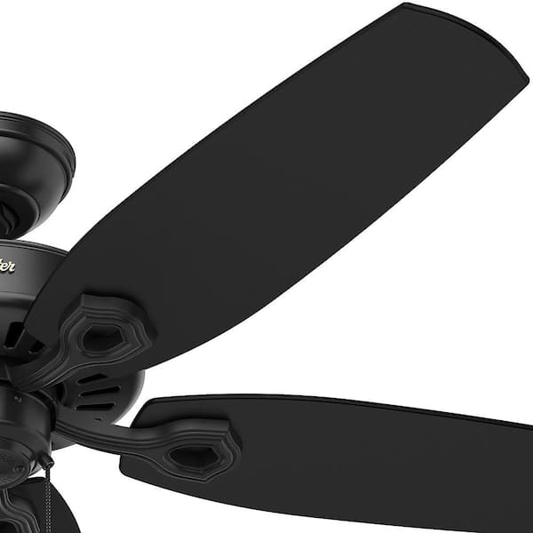 Hunter - Builder Elite 52 in. Indoor Matte Black Ceiling Fan For Bedrooms