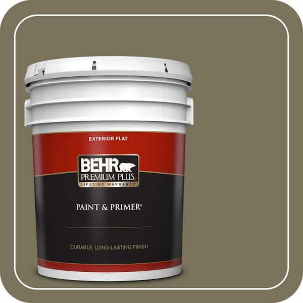 BEHR PREMIUM PLUS 5 gal. #380F-7 Crocodile Flat Exterior Paint & Primer