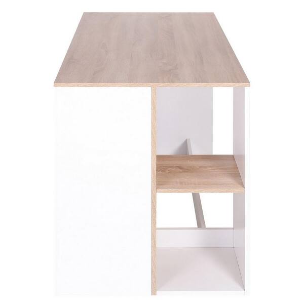 Homy Casa 47.3 in. Rectangular White Writing Desks with Storage, Wood