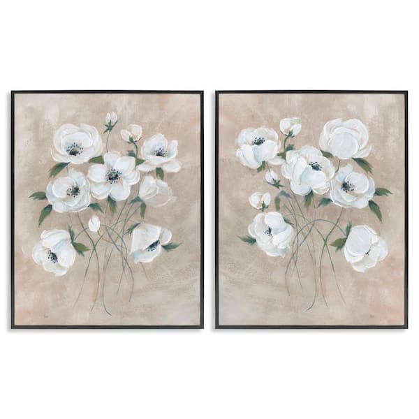 Stupell Industries Traditional Blossoms Bundle by Nan 2-Pieces Black Framed Nature Giclee Art Print 20 in. x 16 in.