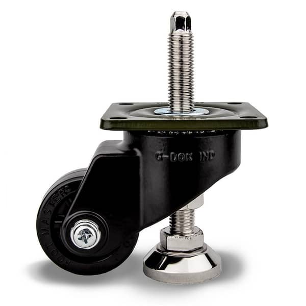 GDH 2-1/2 in. Nylon Swivel Flat Black Plate Mounted Extended Leveling Caster with 1100 lb. Load Rating