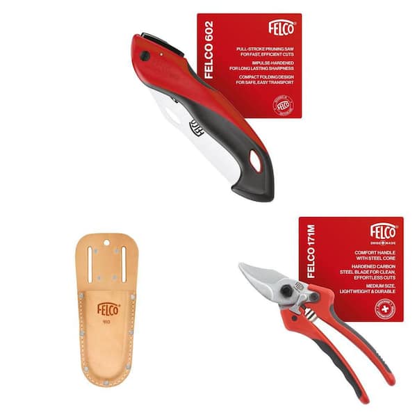 7.9 in. Swiss Pruning Shears, F602 6 in. Folding Saw, and 6 in. Leather Holster Combo