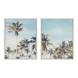 Sylvie Coastal Coconut Palm Tree Beach 24 in. x 18 in. by The Creative Bunch Studio Framed Canvas Wall Art