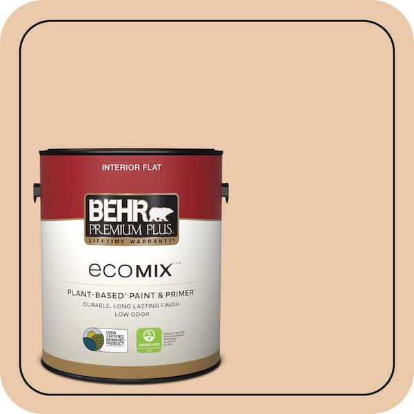 1 gal. #S250-2 Almond Biscuit Flat EcoMix Plant-Based Interior Paint & Primer