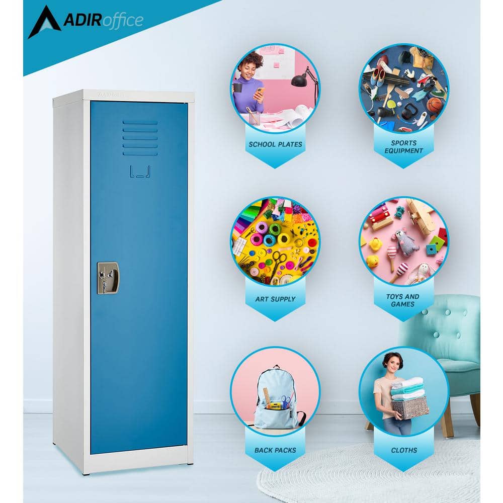 48" Blue and Off-White Steel Freestanding Locker with Adjustable Shelving