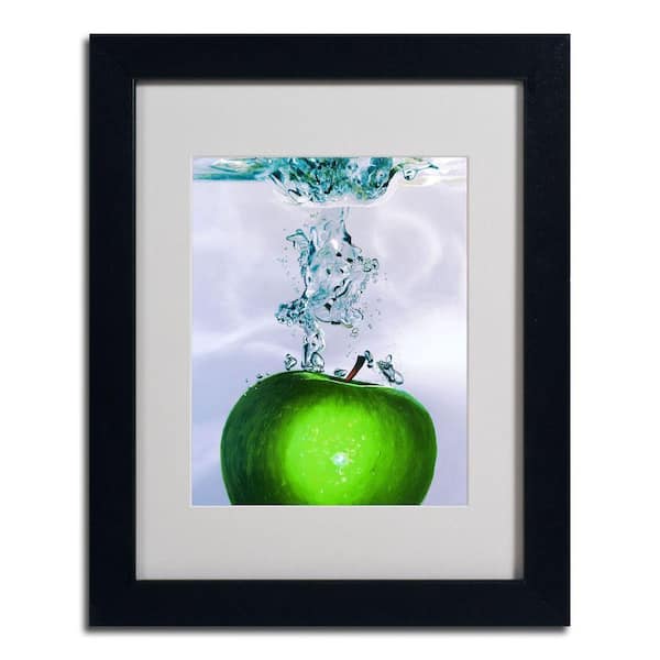 16 in. x 20 in. Apple Splash II Black Framed Matted Art