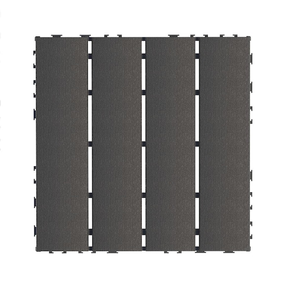 12 in. x 12 in. Patio Floor Tiles Plastic Outdoor Deck Floor Tile, Interlocking Deck Tiles in Gray (44-pack)