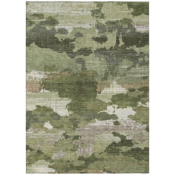 Chantille Machine Washable Indoor/Outdoor Abstract ACN2434 Olive 5 ft. x 7 ft. 6 in. Area Rug