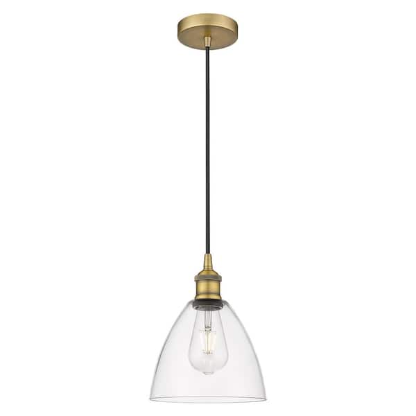 Innovations Edison Dome 60-Watt 1-Light Brushed Brass Standard Mini Pendant Light with Clear Glass Shade, No Bulbs Included