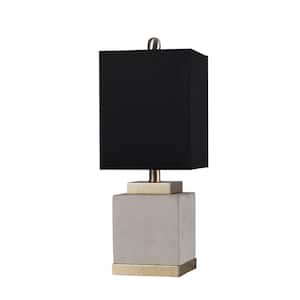 20 in. Soft Brass/Natural Cement Table Lamp with Black Hardback Fabric Shade