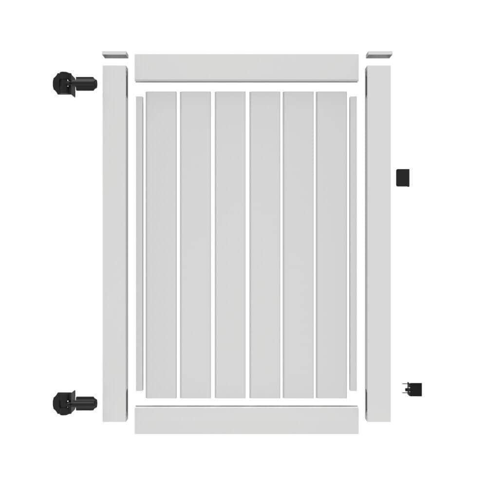 Bolton 6-ft White Vinyl Privacy Fence Gate with Flat-top Design
