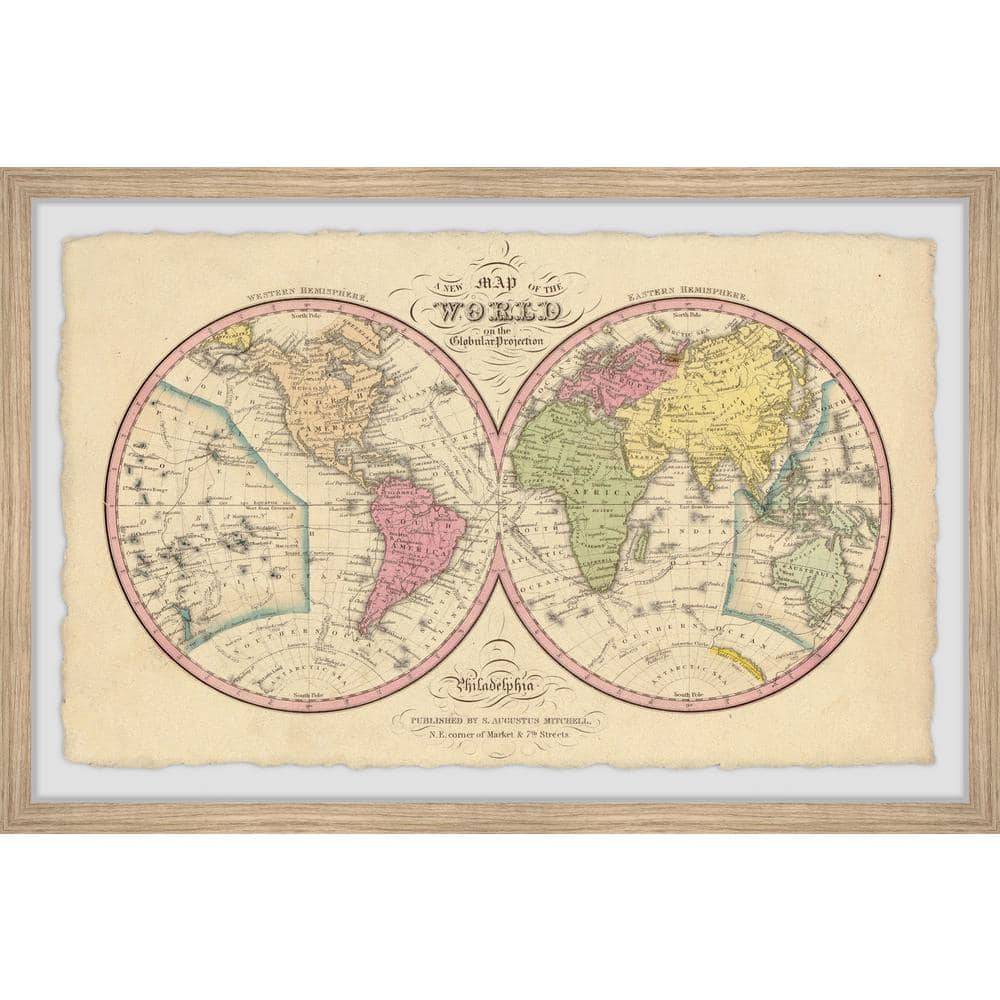 Vintage World Map by Marmont Hill Framed Travel Art Print 8 in. x 12 in.