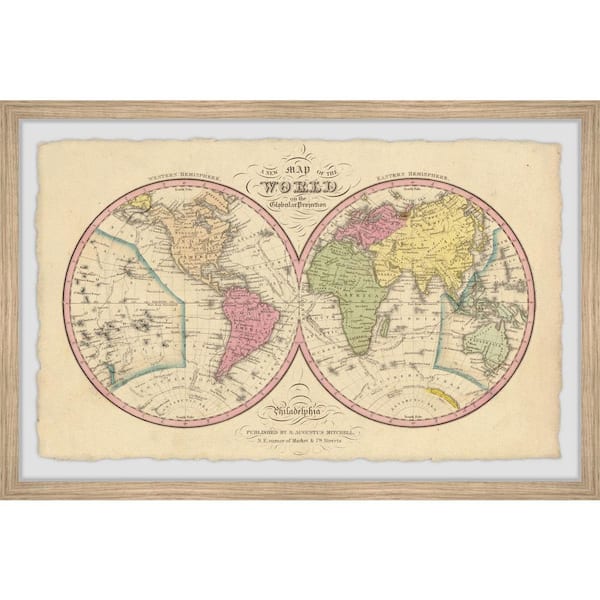 Unbranded "Vintage World Map" by Marmont Hill Framed Travel Art Print 8 in. x 12 in.