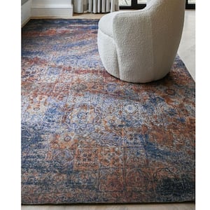 Grey Machine Washable Tawny Port Granite Inspired Abstract 7 ft. 2 in. x 9 ft. 7 in. Rectangle Polyester Area Rug