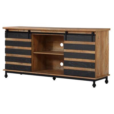Casandra 57.9 in. Black&Brown TV Stand Fits TV's up to 65 in. with Adjustable Shelves