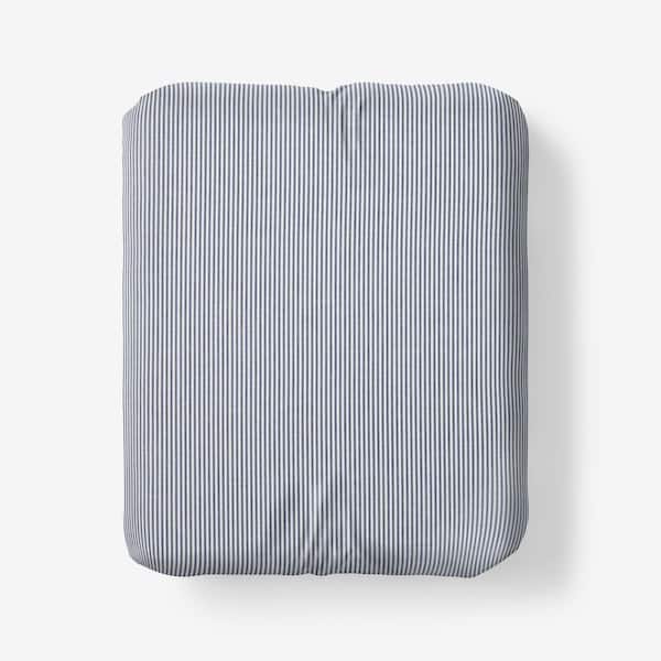 Company Cotton Stripe Yarn-Dyed White/Blue Cotton Percale Full Fitted Sheet