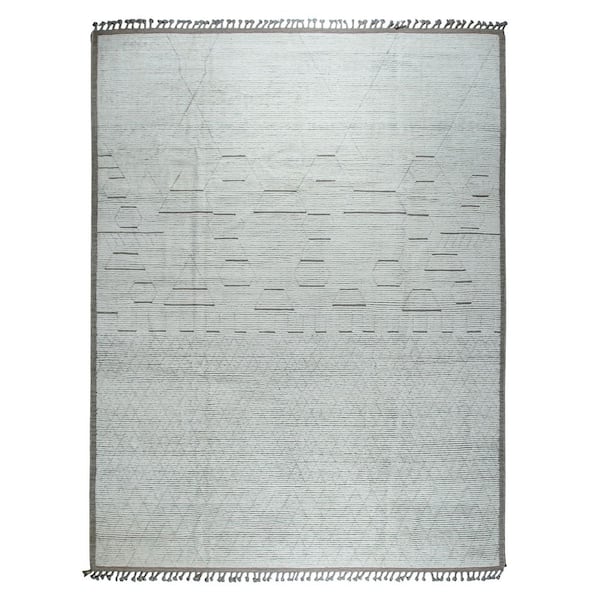 Brown Hand-Knotted Wool Contemporary Marrakech Handspun, Elegant and Durable Rug for Living, 9 ft. x 12 ft. Area Rug