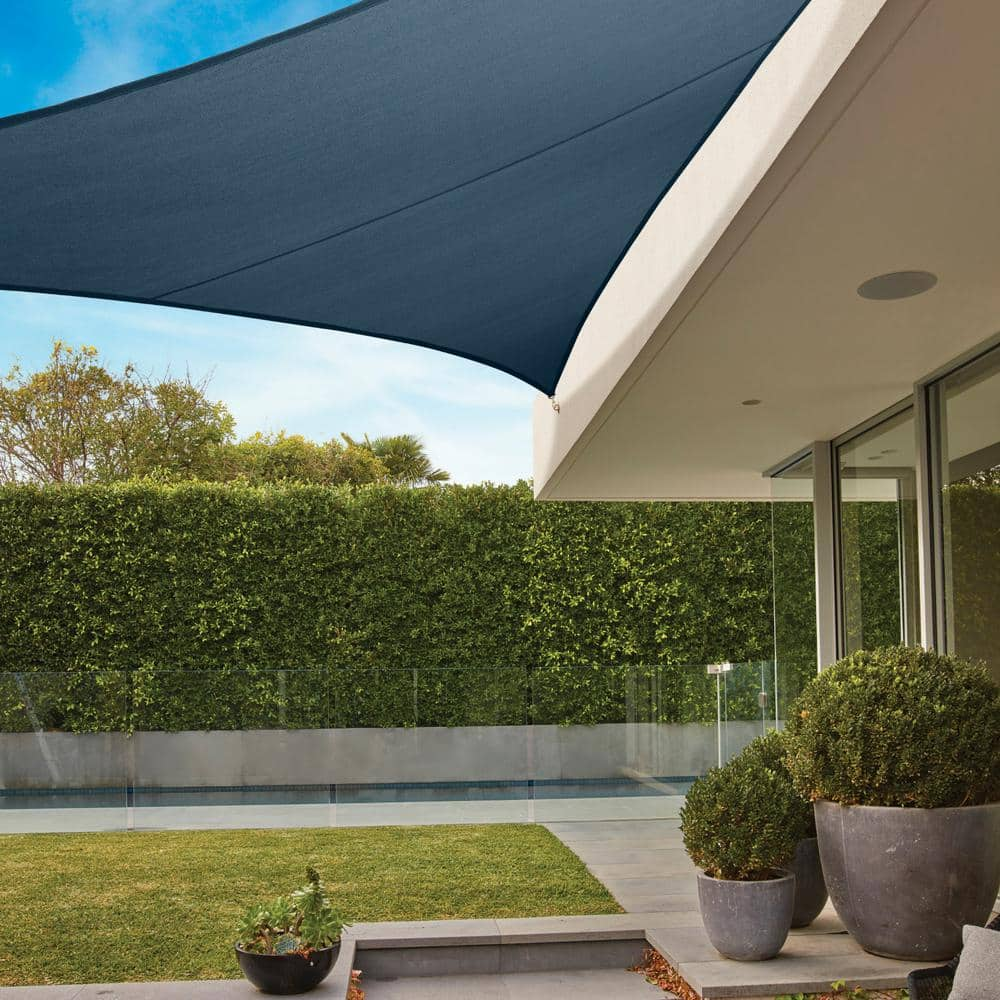 Coolaroo Premium Triangle 16.42 ft. x 16.42 ft. Slate Shade Sail Kit ...