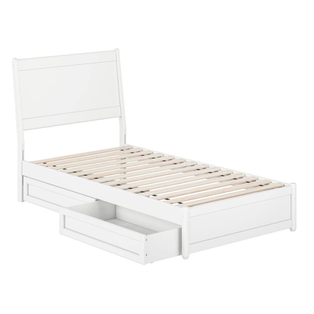 AFI Casanova White Solid Wood Frame Twin Platform Bed with Panel ...