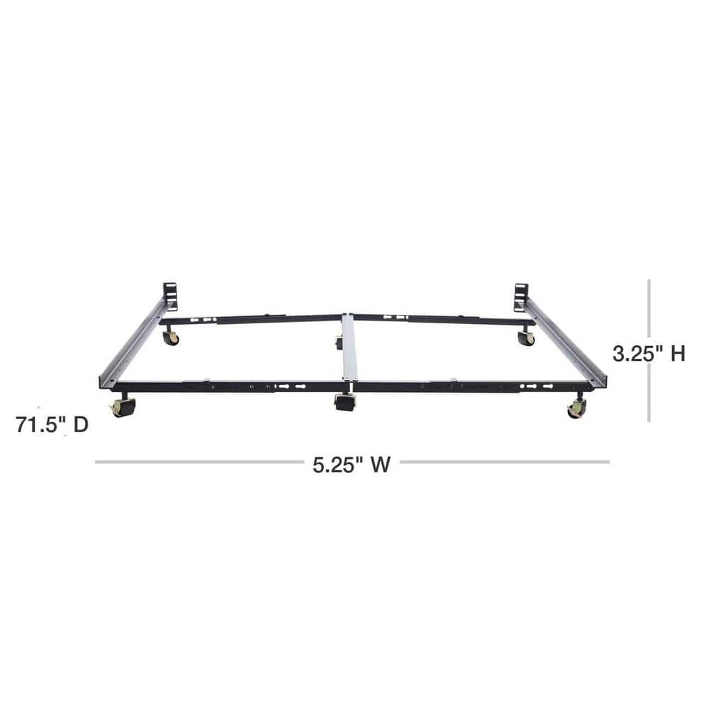 King Size Low-Profile Metal Box-Spring Frame with Large Rollers