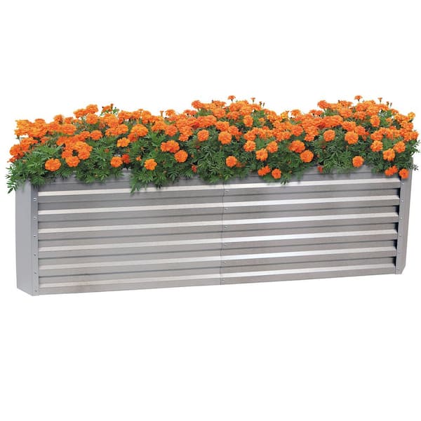 Sunnydaze Sunnydaze 71 in. x 35.5 in. Silver Galvalume Galvanized Steel Raised Garden Bed