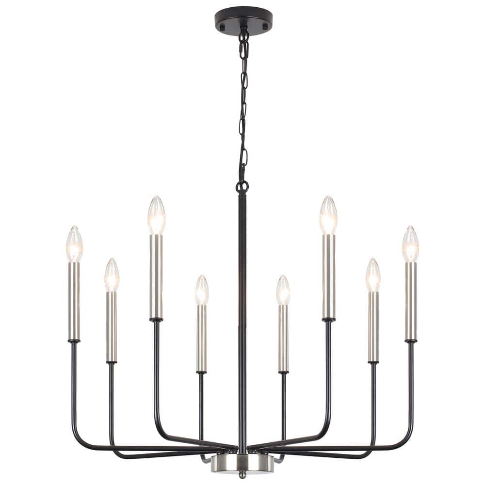 8-light Black and Nickel Candlestick Chandelier for Kitchen with no bulbs i