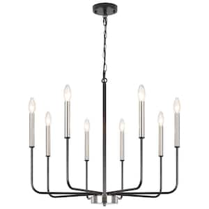 8-light Black and Nickel Candlestick Chandelier for Kitchen with no bulbs included