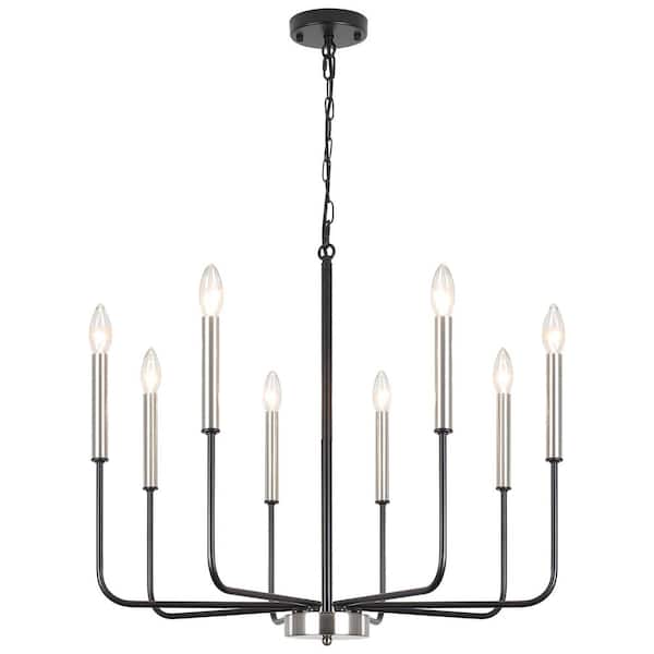 ADSENSTY 8-light Black and Nickel Candlestick Chandelier for Kitchen with no bulbs included
