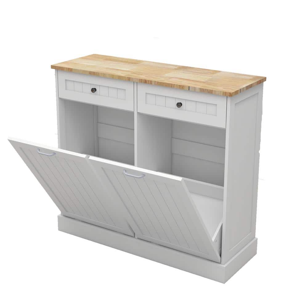 39.37 in. W x 13.78 in. D x 35.34 in. H White Linen Cabinet with Drawers an
