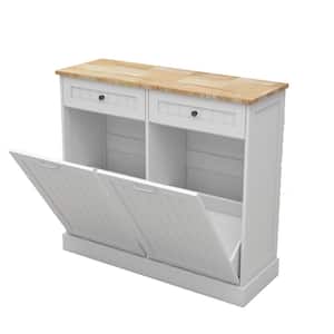 39.37 in. W x 13.78 in. D x 35.34 in. H White Linen Cabinet with Drawers and 2 Tilt-Out Compartments