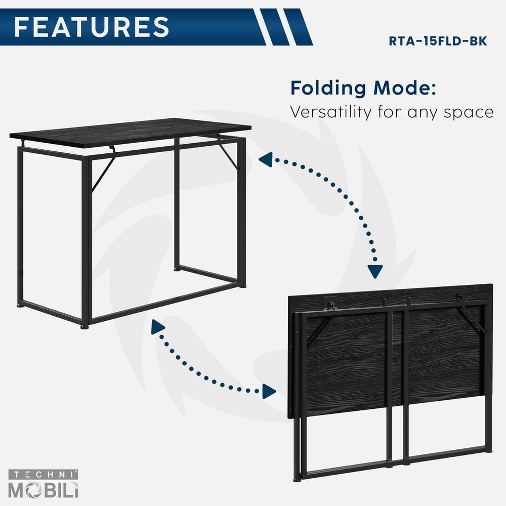 Black Particle Board Foldable Computer Desk