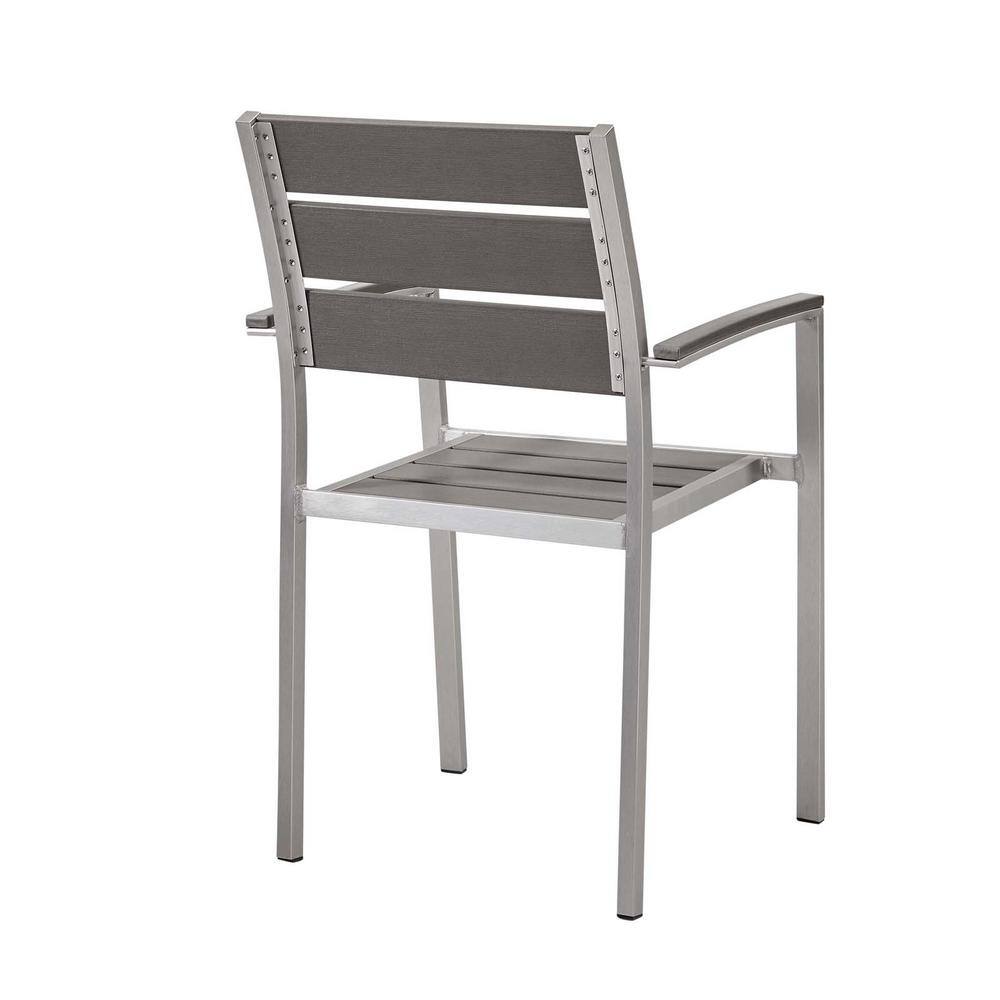Shore 34.5" Silver and Gray Aluminum Patio Dining Chair