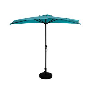 Fiji 9 ft. Market Half Patio Umbrella with Black Round Base in Turquoise