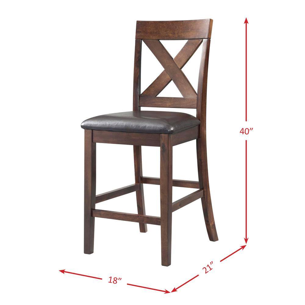 Cherry Counter Height Dining Set with Faux Leather Seats