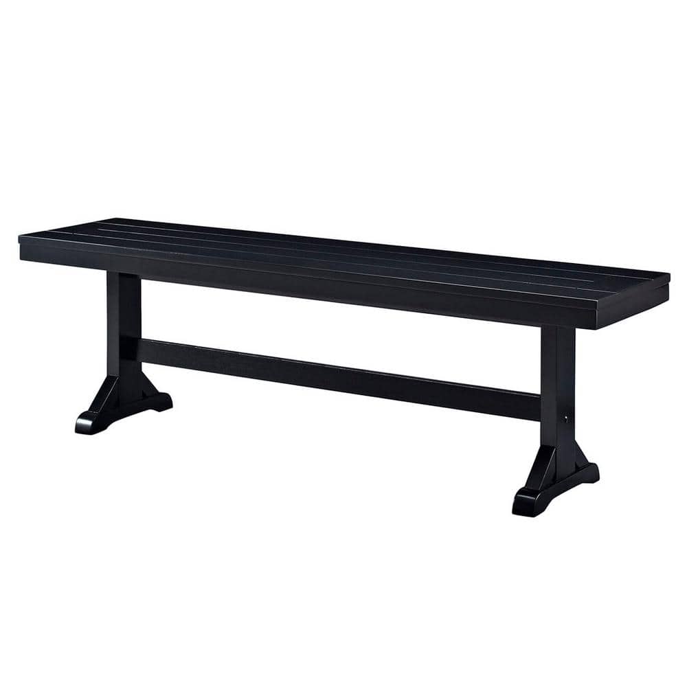 Antique Black 60" Solid Wood Veneer Rustic Dining Bench
