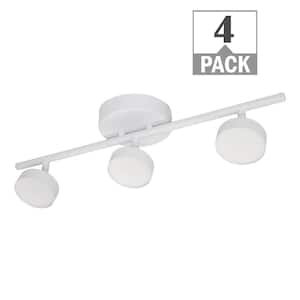 20 in. White 3 Head Track Light Adjustable Heads Integrated LED Flush Mount Warm White to Daylight (4-Pack)