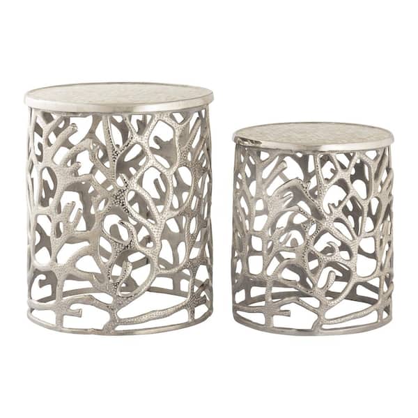 Unbranded Capri Cove 16.5 in. Silver Round Metal Accent Table