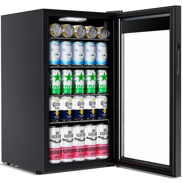 17.5 in. 130 Plus Cans Beverage Cooler Single Zone Adjustable Interior Space Portable Beverage Refrigerator in Black