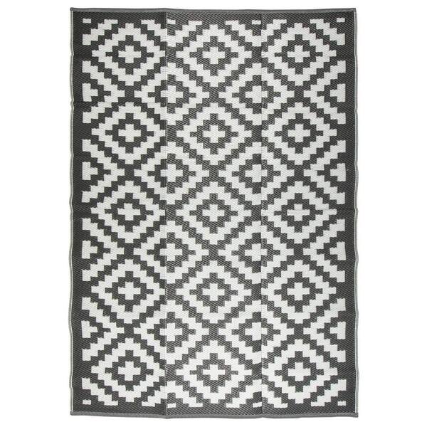 MSRUGS Courtyard Gray/White 5 ft. x 7 ft. Trellis Design Reversible Indoor/Outdoor Area Rug