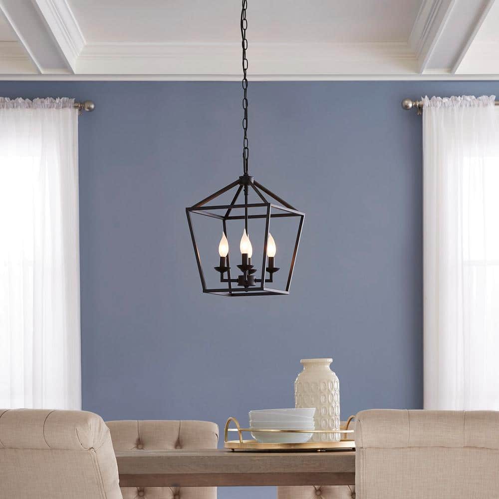 Weyburn 4-Light Bronze Farmhouse Chandelier Light Fixture with Caged Metal Shade price history on PriceWatchPro