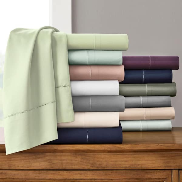 MISR Linen Solid 3PCs Fitted Sheet Egyptian Cotton 400 Thread Count 15 Inches 